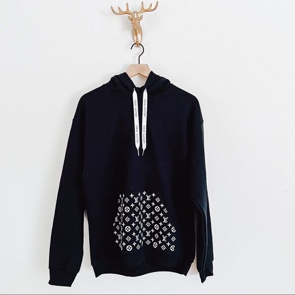 UNISEX BLACK/WHITE Designer Inspired Custom Hoodie Hooded Sweatshirt NWOT - Picture 1 of 6